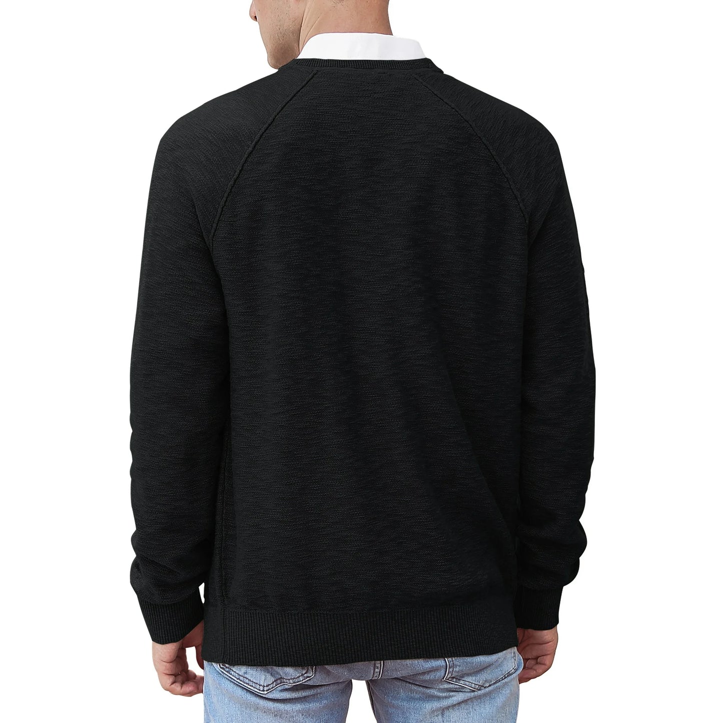 Iceglad Men's Crewneck Sweater Soft Cotton Rib Knit Casual Long Sleeve Classic Pullover Sweater