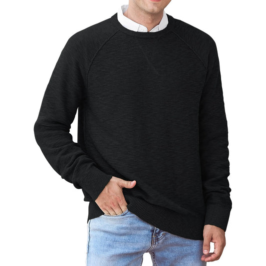 Iceglad Men's Crewneck Sweater Soft Cotton Rib Knit Casual Long Sleeve Classic Pullover Sweater